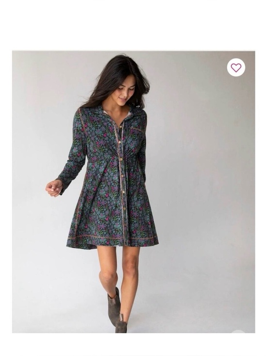 NATURAL LIFE Dresses & Skirts - Natural Life Christa Knit Cotton Mini Dress Dark Blue Garden ditzy Floral